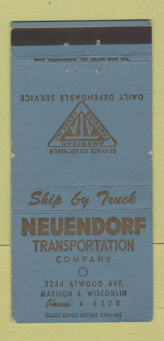 Matchbook Cover - Neuendorf Trucking Madison WI WEAR 30 Strike