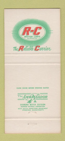 Matchbook Cover - RC Motor Lines Reliable Carrier Trucking WEAR 30 Strike
