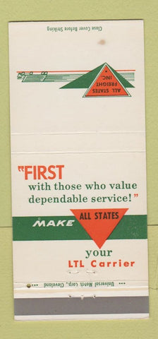 Matchbook Cover - All States Freight Trucking WEAR 30 Strike