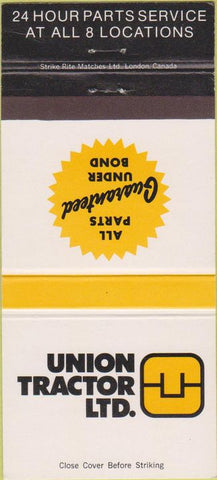 Matchbook Cover - Union Tractor Canadian chain Calgary Red Deer  30 Strike