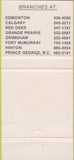 Matchbook Cover - Union Tractor Canadian chain Calgary Red Deer  30 Strike
