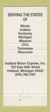 Matchbook Cover - TNT Holland Motor Express Trucking Holland MI 30 Strike