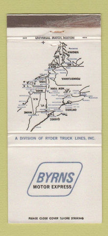 Matchbook Cover - Byrns Motor Express Trucking WEAR 30 Strike