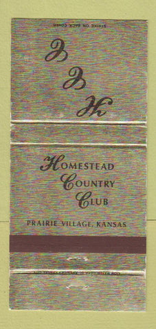 Matchbook Cover - Homestead Country Club Prairie Village KS WEAR 30 Strike