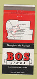 Matchbook Cover - BOS Lines Trucking Marshalltown IA 30 Strike