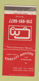 Matchbook Cover - Corlett Movers Trucking Cleveland OH WEAR 30 Strike