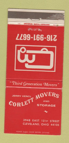 Matchbook Cover - Corlett Movers Trucking Cleveland OH WEAR 30 Strike
