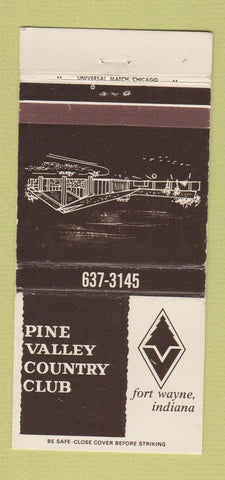 Matchbook Cover - Pine Valley Country Club Fort Wayne IN WEAR 30 Strike