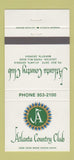 Matchbook Cover - Altlanta Country Club Marietta GA 30 Strike