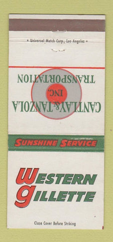 Matchbook Cover - Western Gillette Trucking Cantlay Tanzola 30 Strike