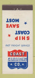 Matchbook Cover - Coast Carloading Los Angeles CA 21 Strike Feature