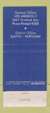 Matchbook Cover - Coast Carloading Los Angeles CA 21 Strike Feature