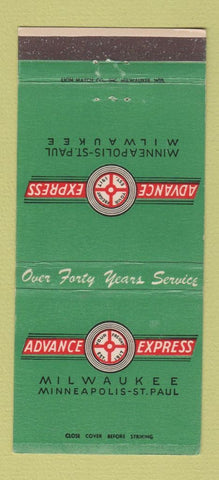 Matchbook Cover - Advance Express Trucking Minneapolis St Paul MN 30 Strike