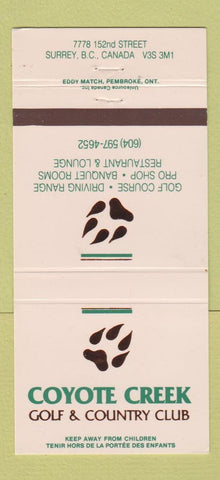 Matchbook Cover - Coyote Creek Golf Country Club Surrey BC 30 Strike