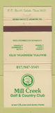 Matchbook Cover - Mill Creek Golf Country Club Salado TX 30 Strike