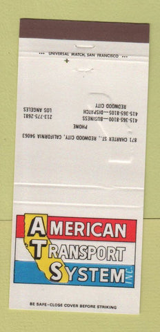Matchbook Cover - American Transport System Trucking Redwood City CA 30 Strike