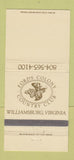 Matchbook Cover - Ford's Colony Country Club Williamsburg VA 30 Strike