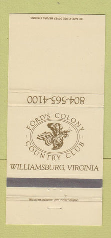 Matchbook Cover - Ford's Colony Country Club Williamsburg VA 30 Strike
