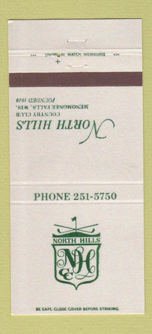 Matchbook Cover - North Hills Country Club Menomonee Falls WI 30 Strike