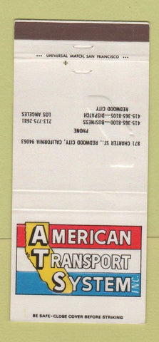 Matchbook Cover - American Transport System Trucking Redwood City CA 30 Strike