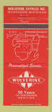 Matchbook Cover - Wolverine Express Trucking Muskegon MI 30 Strike