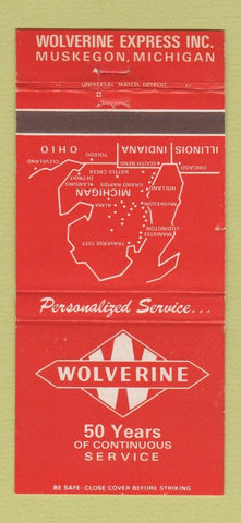 Matchbook Cover - Wolverine Express Trucking Muskegon MI 30 Strike
