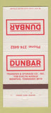 Matchbook Cover - Dunbar Transfer Storage Trucking Memphis TN 30 Strike