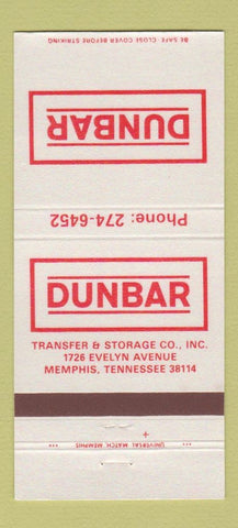 Matchbook Cover - Dunbar Transfer Storage Trucking Memphis TN 30 Strike