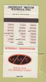 Matchbook Cover - Midwest Motor Express Trucking Bismarck ND 30 Strike