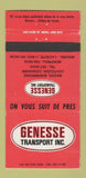 Matchbook Cover - Genesse Transport Trucking Magog Sherbrooke QC 30 Strike