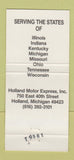 Matchbook Cover - TNT Holland Motor Express Trucking Holland MI 30 Strike