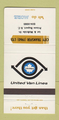 Matchbook Cover - United Van Lines Trucking Prince Rupert BC 30 Strike