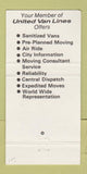 Matchbook Cover - United Van Lines Trucking Prince Rupert BC 30 Strike