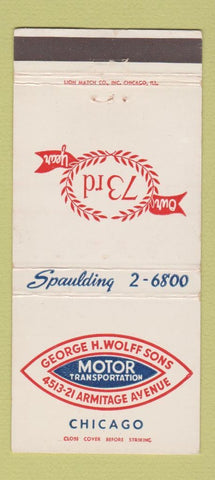 Matchbook Cover - George Wolff Sons Trucking Chicago IL 30 Strike