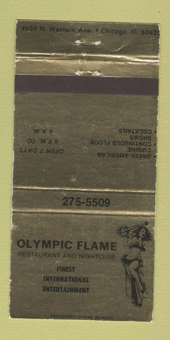 Matchbook Cover - Olympic Flame Restaurant Chicago IL girlie WEAR 30 Strike