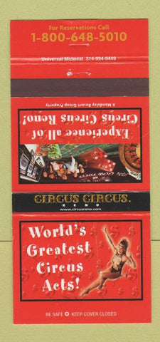 Matchbook Cover - Circus Circus Casino Reno NV girlie 30 Strike