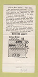 Matchbook Cover - Overland Hotel Casino Reno NV Julia Bulette 30 Strike