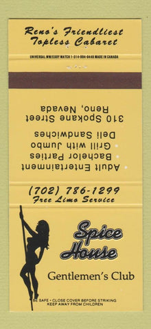 Matchbook Cover - Spice House Strip Club Reno NV girlie 30 Strike