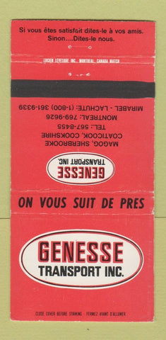 Matchbook Cover - Genesse Transport Trucking Magog Sherbrooke QC 30 Strike