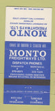 Matchbook Cover - Monto Freightways Trucking Toronto Montreal 30 Strike