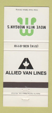 Matchbook Cover - Allied Van Lines Trucking Morgan's Dorval QC 30 Strike