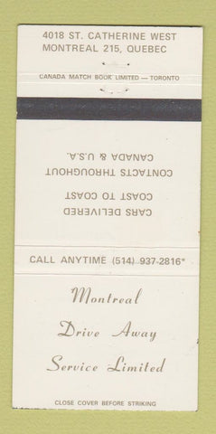 Matchbook Cover - Montreal Drive Away Trucking QC 30 Strike