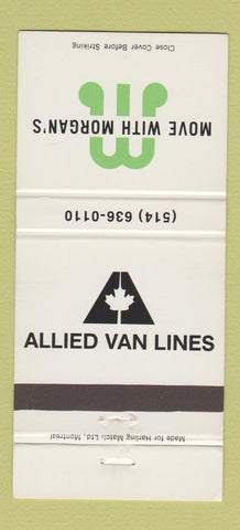 Matchbook Cover - Allied Van Lines Trucking Morgan's Dorval QC 30 Strike