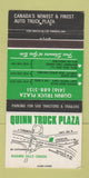 Matchbook Cover - Quinn Truck Plaza Stop Niagara Falls ON 30 Strike