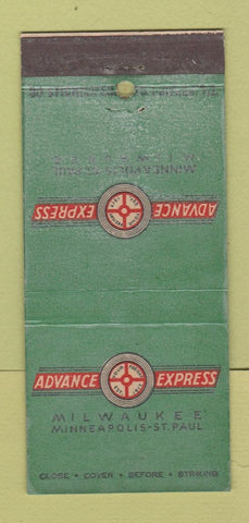 Matchbook Cover - Advance Express Trucking Minneapolis St Paul MN WORN 30 Stick