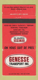 Matchbook Cover - Genesse Transport Trucking Magog Sherbrooke QC 30 Strike