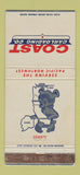 Matchbook Cover - Coast Carloading trucking Los Angeles CA WEAR 30 Strike