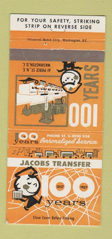 Matchbook Cover - Jacobs Transfer Trucking 1957 Washington DC 30 Strike