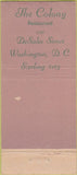 Matchbook Cover - Colony Restaurnat Washington DC 30 Stick