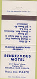 Matchbook Cover - Rendezvous Motel Niagara Falls ON 30 Strike
